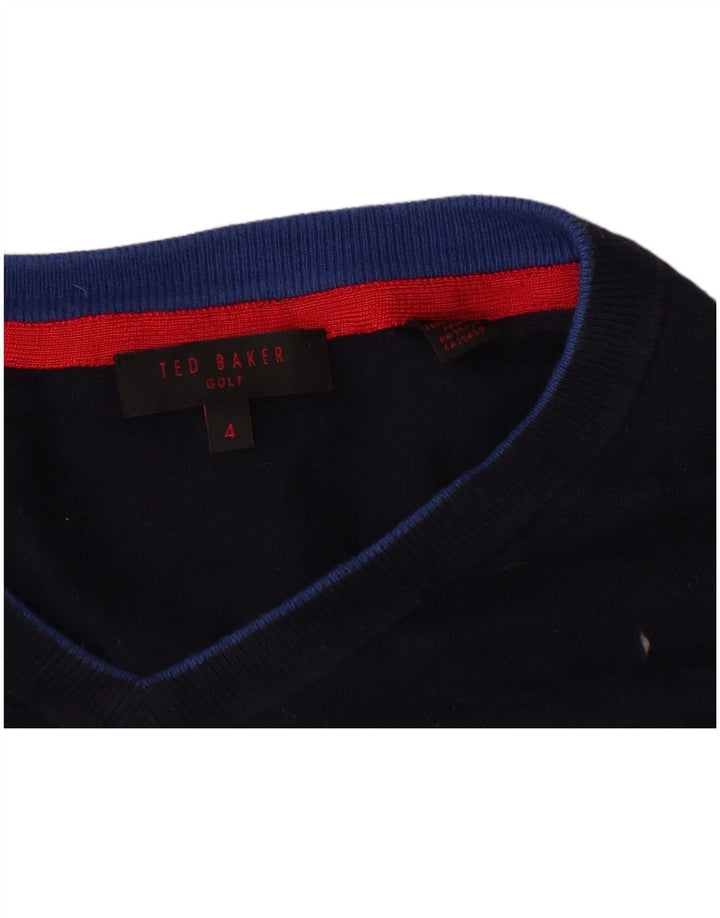 Ted Baker Herre V-hals sweater str. 4 Large Navy Blue
