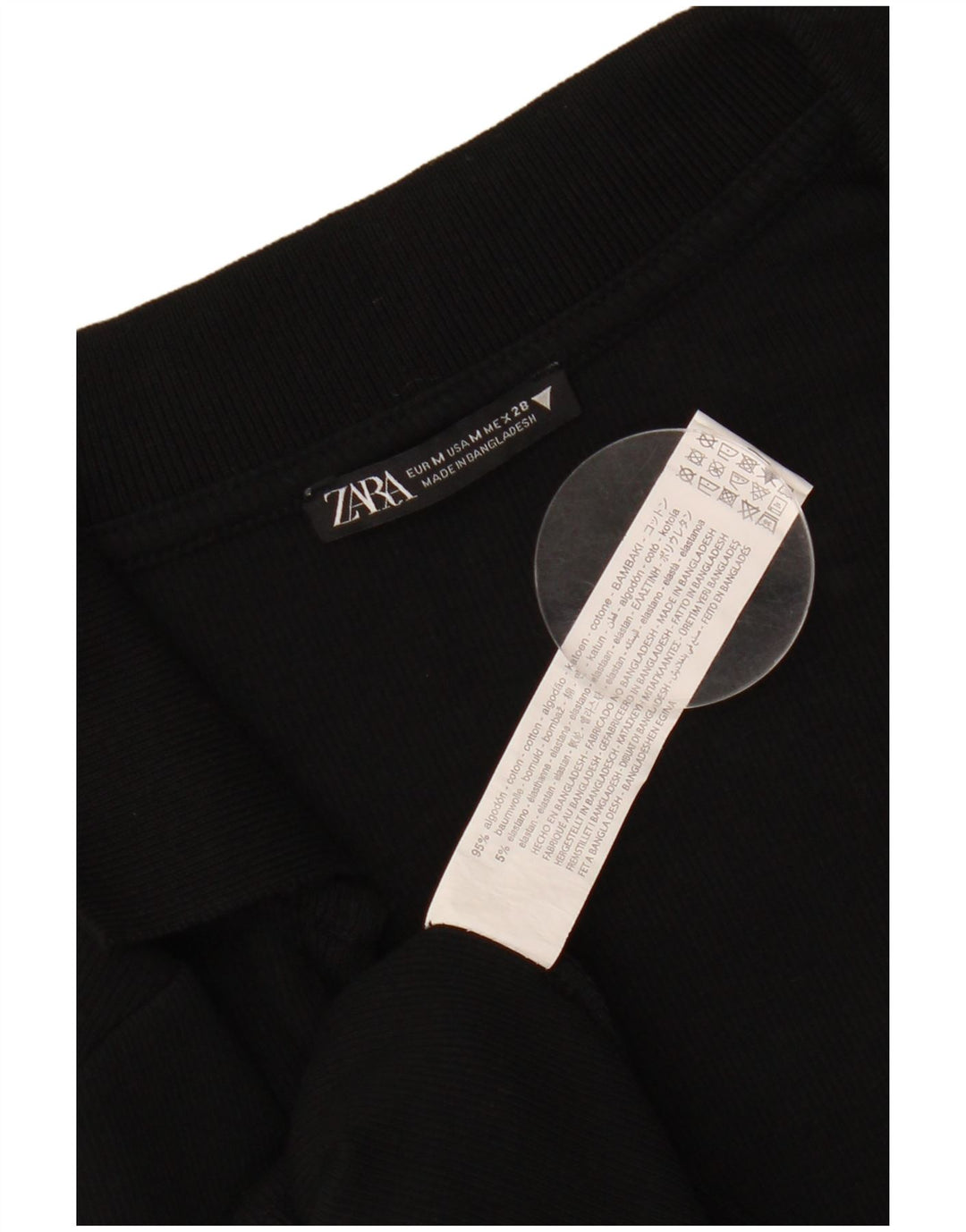 ZARA langærmet polokjole til kvinder UK 12 Mellem sort bomuld