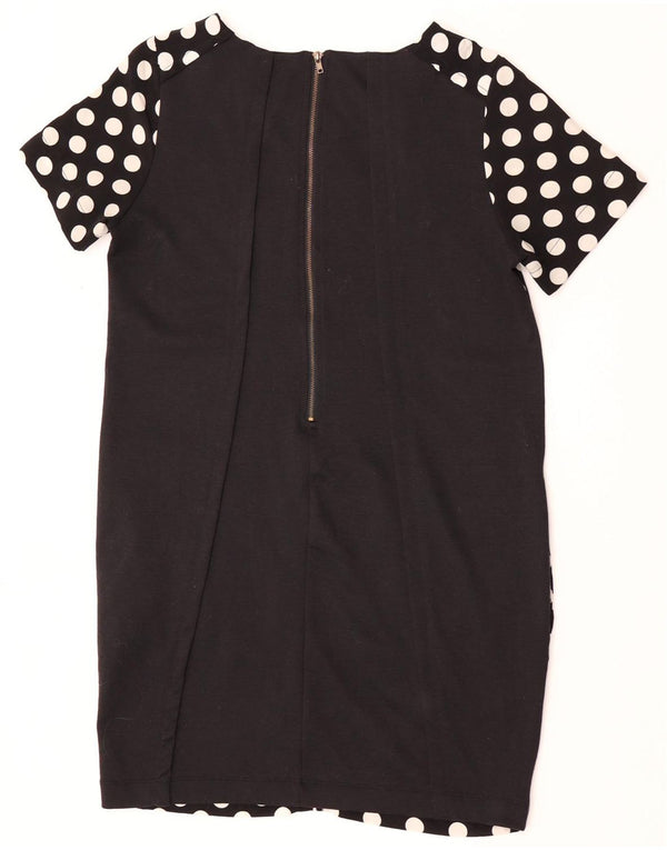 Zara Womens Shift Dress UK 12 Medium Black Polka Dot Polyester
