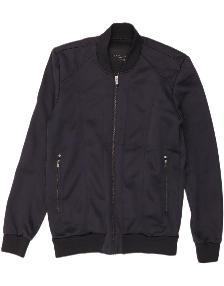 Zara Herre Bomber Jacket UK 42 XL Navy Blue