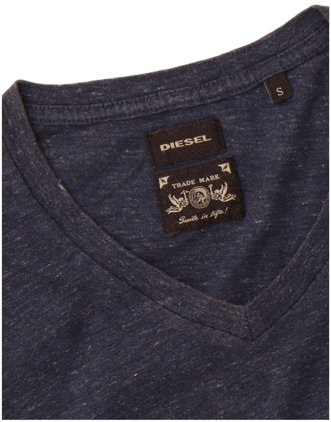 DIESEL Herre T-Shirt Top Small Navy Blue Flecked