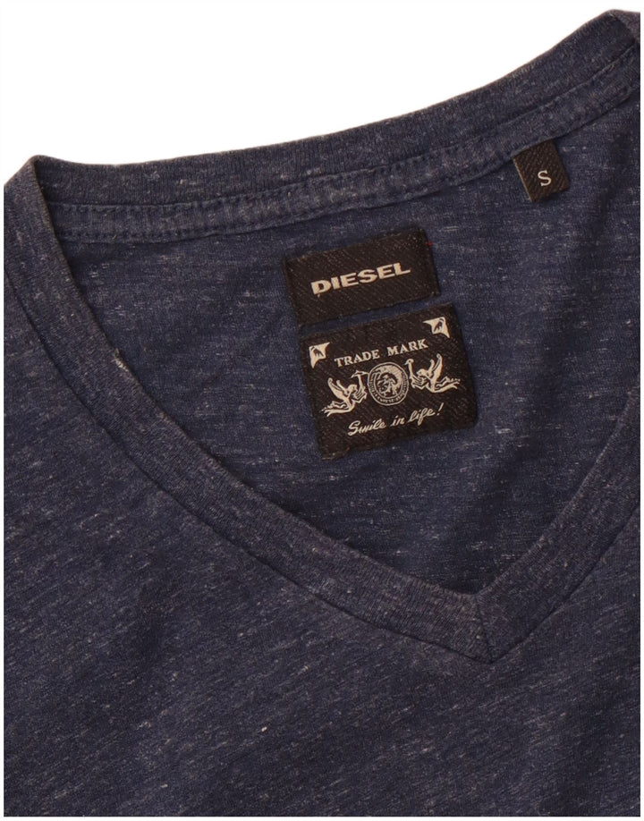 DIESEL Herre T-Shirt Top Small Navy Blue Flecked