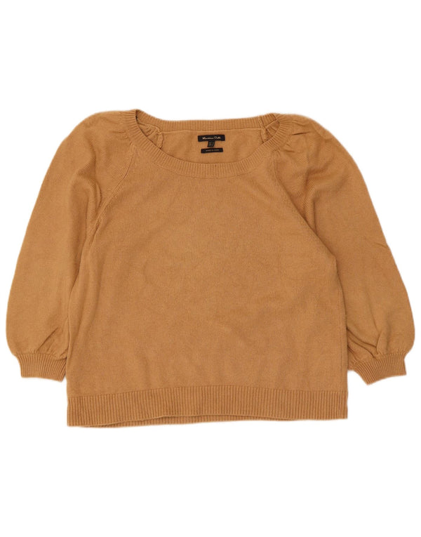 Zara Womens Crop 3/4-ærmet bådhalstrøje DK 10 Small Beige