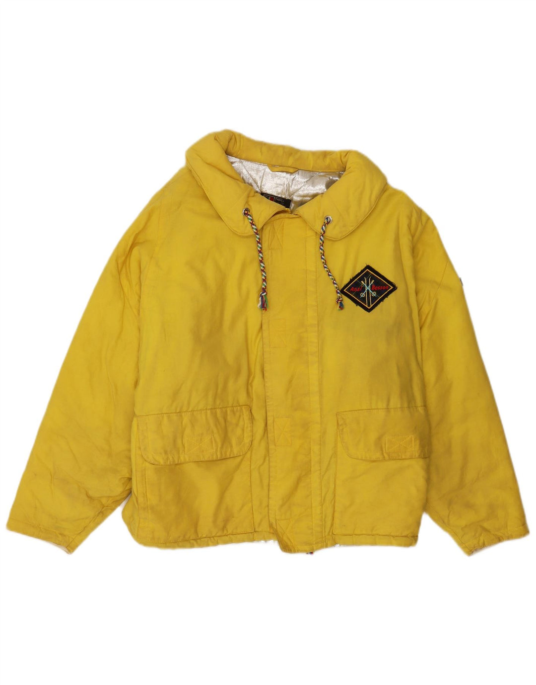 Anzi Besson Dame Oversized Polstret Jakke UK 10 Lille Gul Bomuld