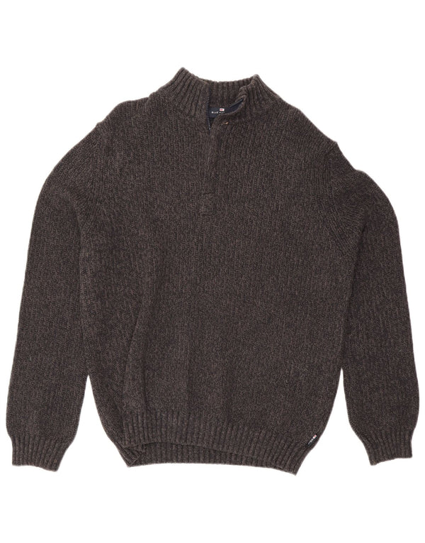 Marks & Spencer Mens Blue Harbour Zip Neck Jumper Sweater Medium Grey Silk