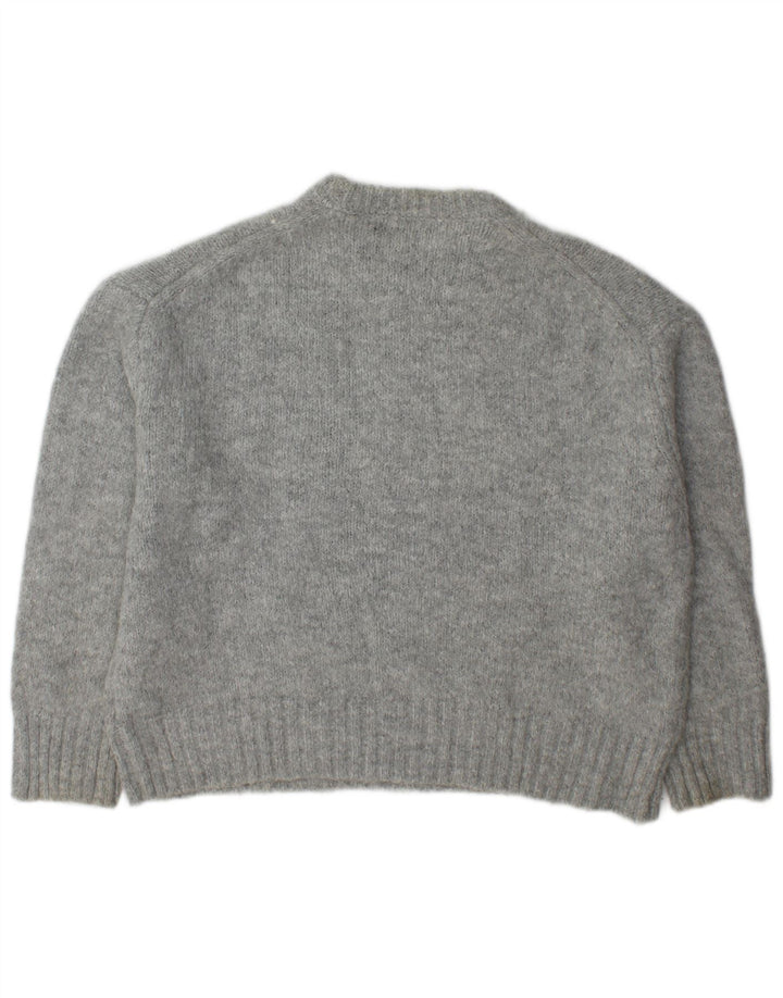 Zara Dame Oversized Crew Neck Jumper Sweater UK 14 Medium Grå Akryl