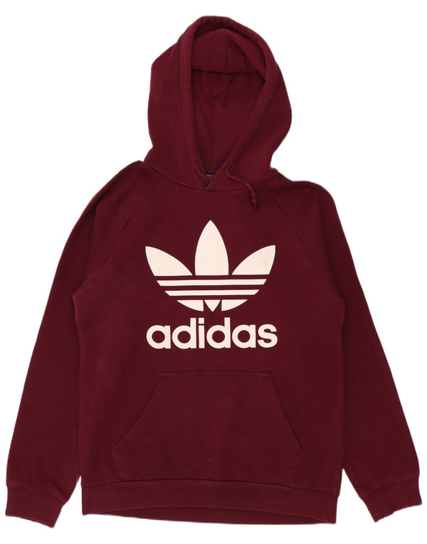 Adidas Mens Graphic Hoodie Jumper Small Burgundy Cotton