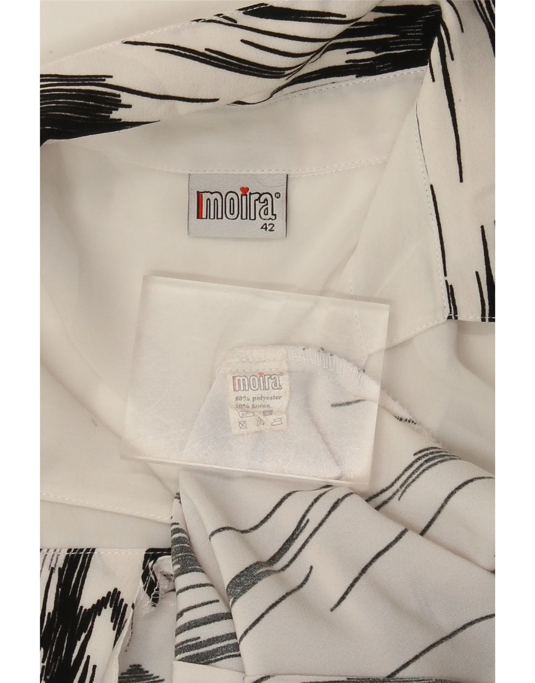 Vintage skjortebluse med 3/4 ærmer til kvinder IT 42 Medium hvid stribet polyester