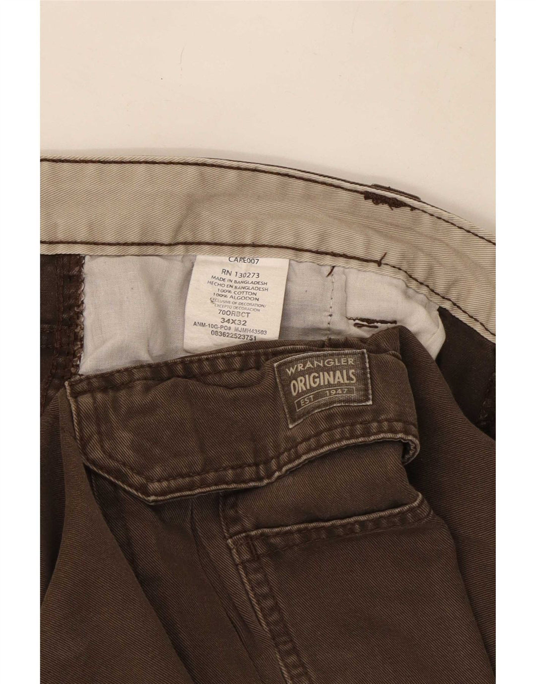 Wrangler Straight Cargo bukser til mænd W34 L32 brun bomuld