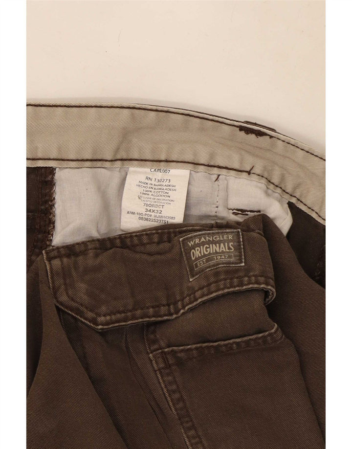 Wrangler Straight Cargo bukser til mænd W34 L32 brun bomuld
