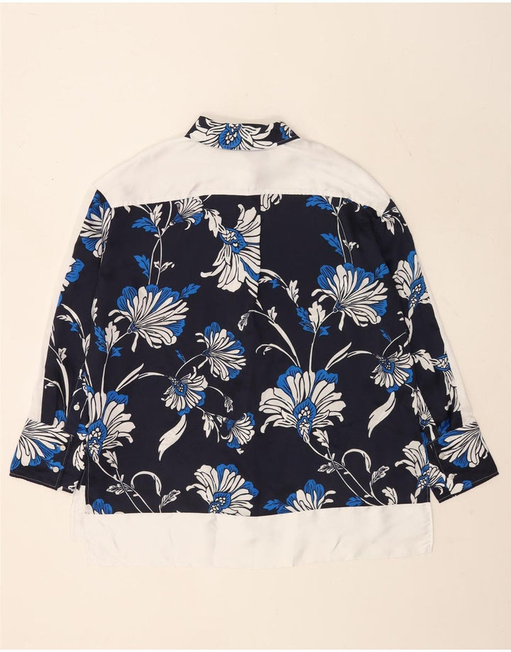 Marks & Spencer Dame Oversized skjortebluse UK 16 Large Navy Blue Floral