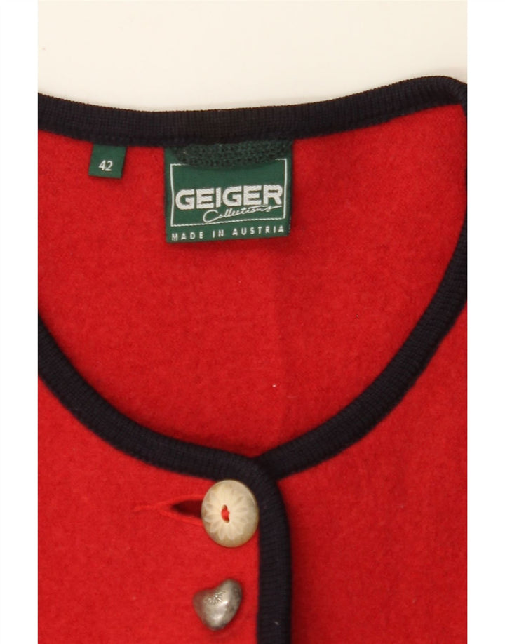 GEIGER Womens Longline Cardigan Sweater EU 42 Large Red Floral Vintage Geiger and Second-Hand Geiger from Messina Hembry 