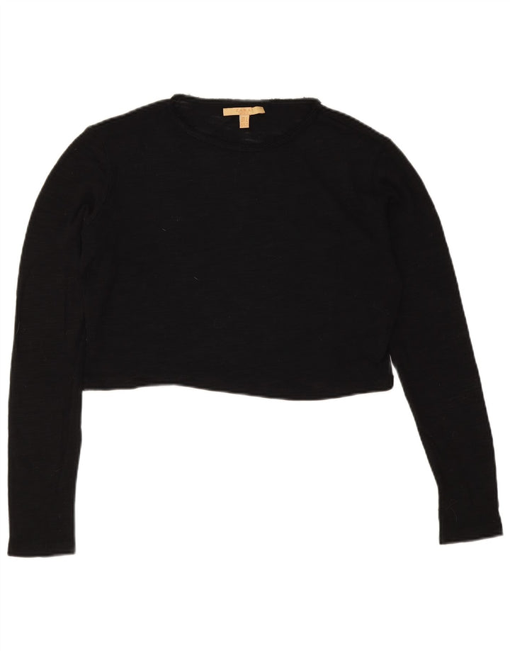 Zara Dame Trafaluc Crop Oversized Top Langærmet UK 10 Lille Sort