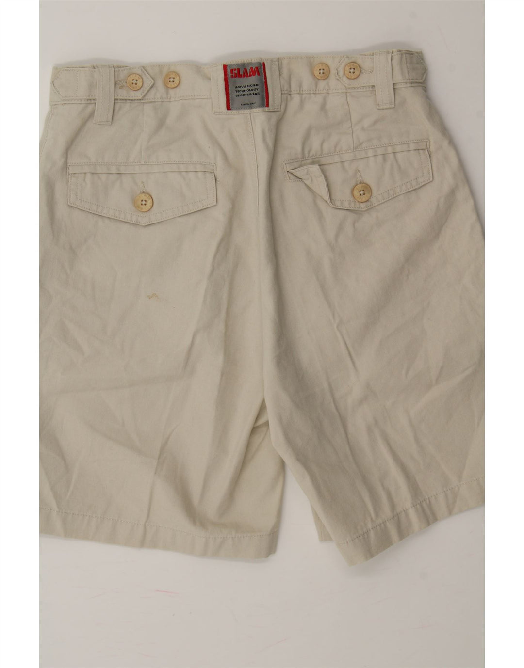 SLAM Womens Pegged Chino Shorts IT 44 Medium W30 Off White Cotton Vintage Slam and Second-Hand Slam from Messina Hembry 