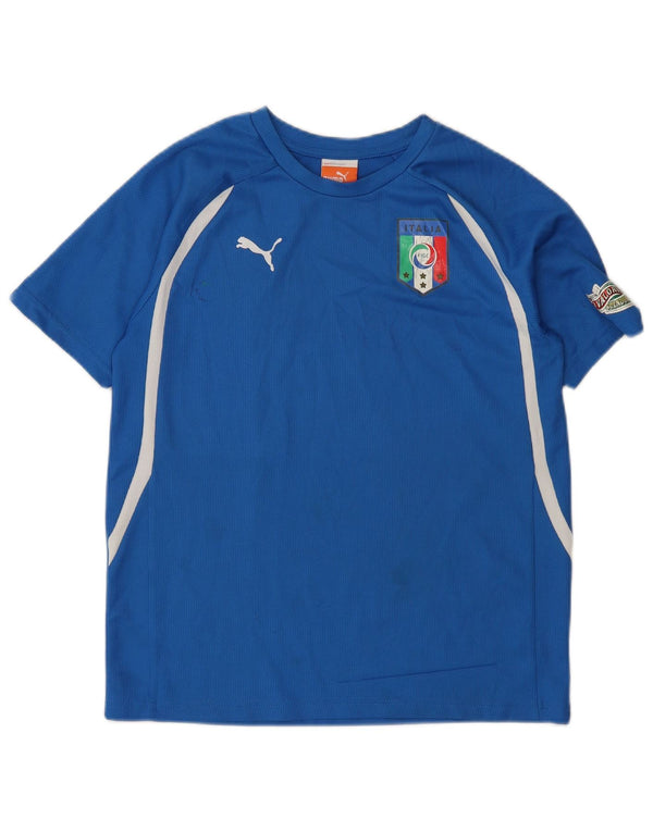 Puma Boys Italia Grafisk T-Shirt Top 11-12 år Blå Colourblock
