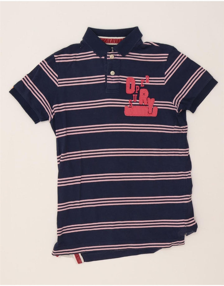 Superdry grafisk poloshirt til mænd Medium marineblå stribet bomuld