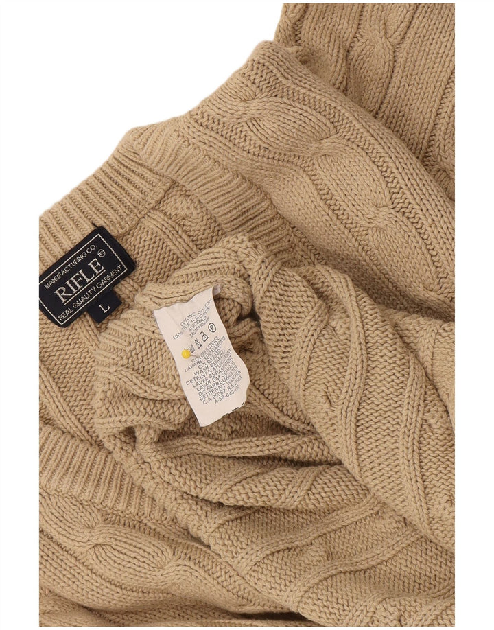Rifle Herre V-hals sweater Stor Beige Bomuld