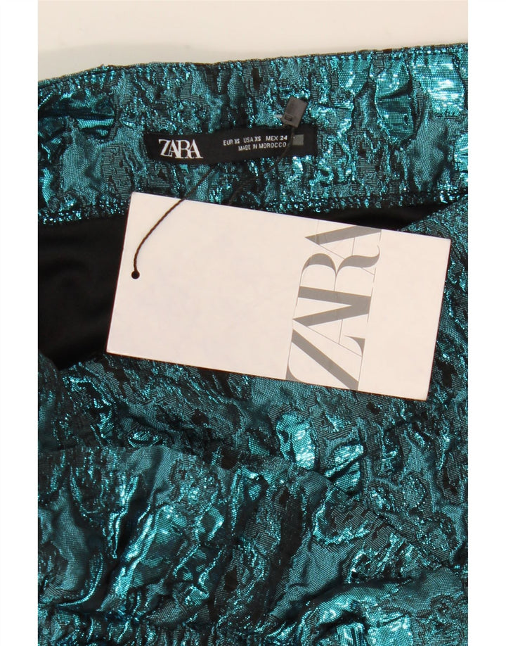 Zara Dame Mini-nederdel XS W24 Blue Floral Polyester