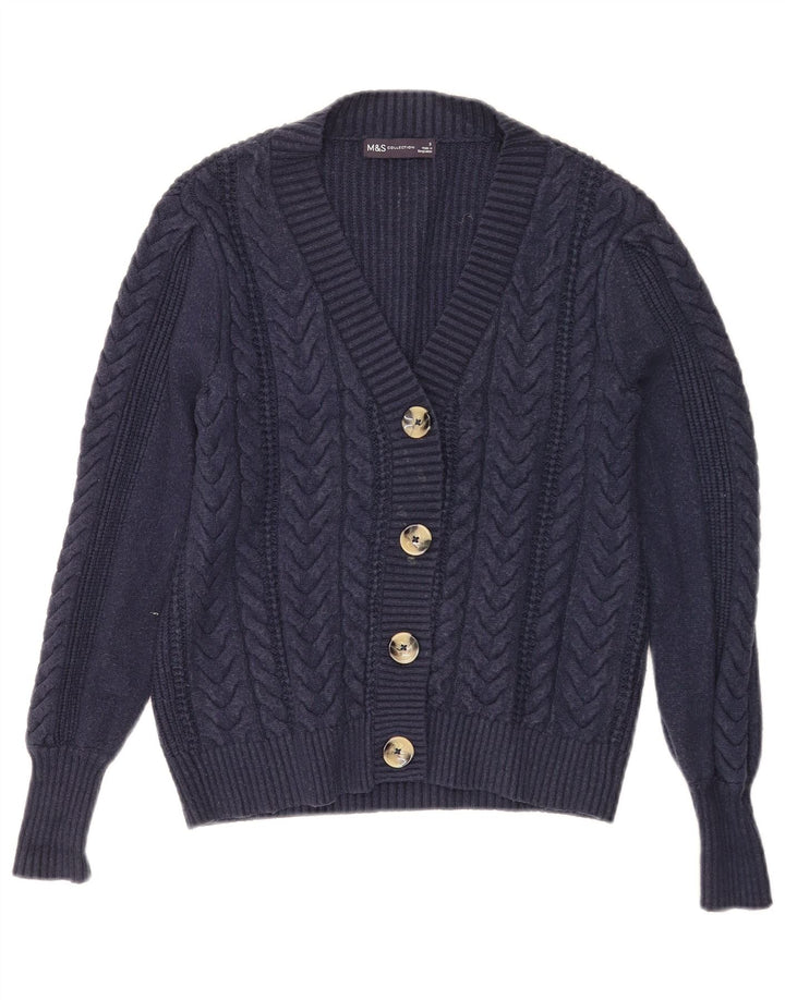 Marks & Spencer Dame Cardigan Sweater UK 10 Small Navy Blue Viscose