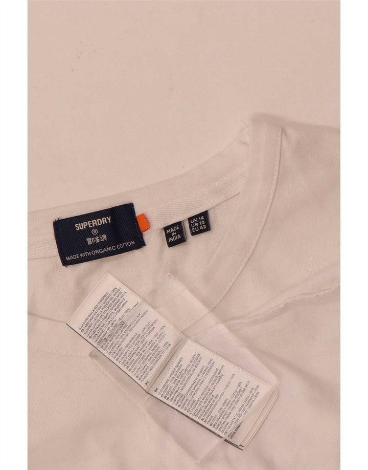 Superdry Dametop Langærmet UK 14 Stor hvid Bomuld