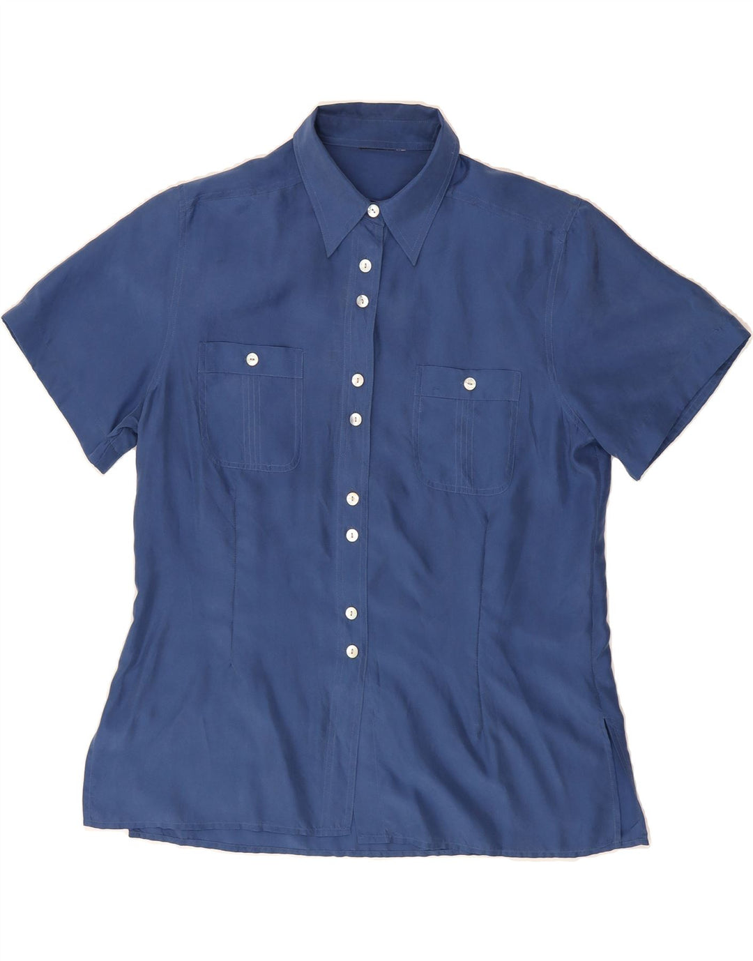 VINTAGE Womens Short Sleeve Shirt UK 16 Large Blue Vintage Vintage and Second-Hand Vintage from Messina Hembry 