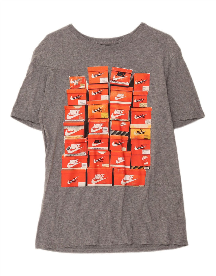 NIKE Mens Athletic Cut Graphic T-Shirt Top Medium Grey Cotton Vintage Nike and Second-Hand Nike from Messina Hembry 