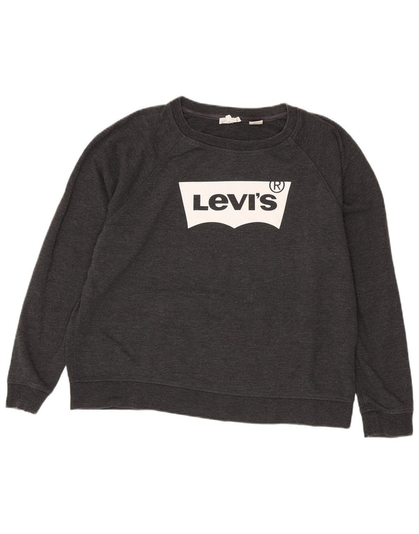 Levi's Dame grafisk sweatshirt Jumper UK 18 XL Grå Bomuld