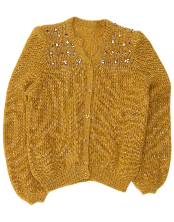 Vintage dame cardigan sweater UK 12 Medium Yellow Flecked