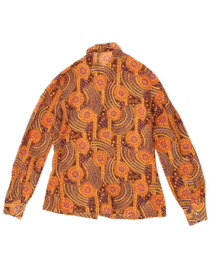 Vintage Dame Gennemsigtig Skjorte IT 44 Medium Brun Geometrisk Bomuld