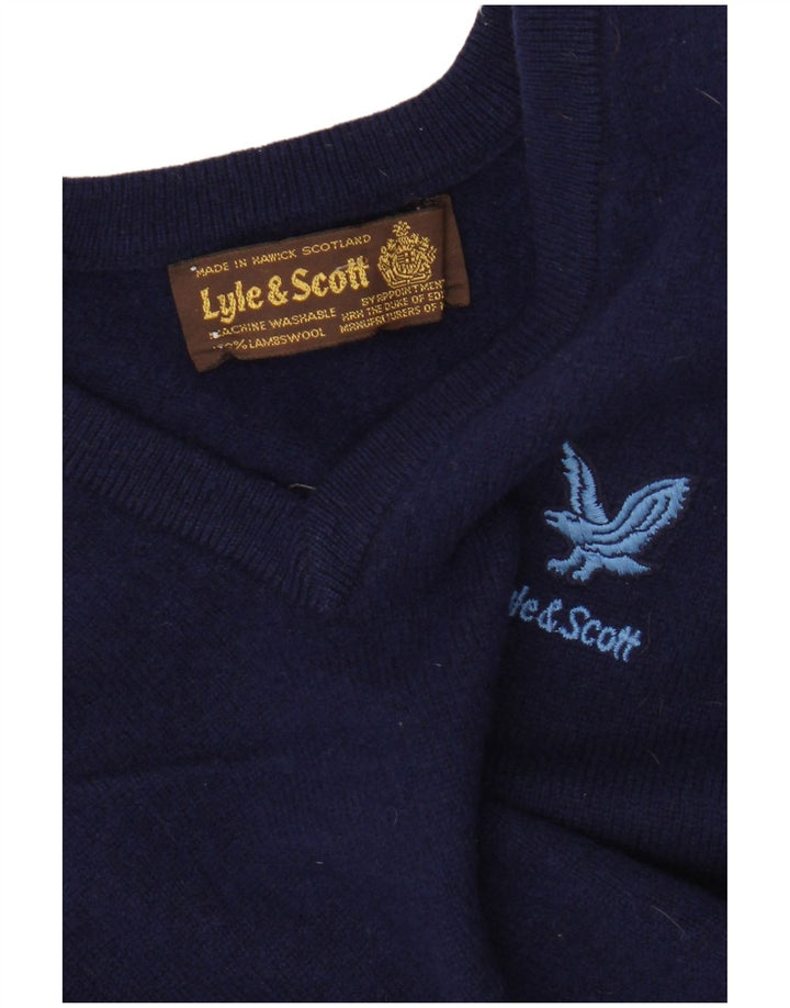 Lyle & Scott herrevest tanktop lille marineblå lammeuld