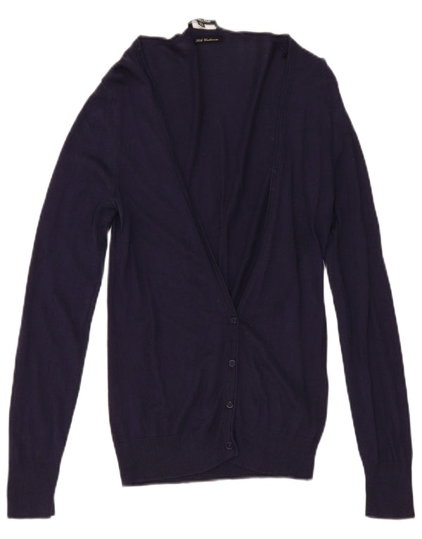 Massimo Dutti Dame Cardigan Sweater UK 12 Medium Navy Blue Silke