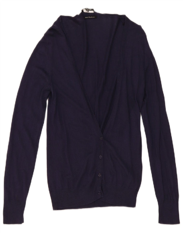 Massimo Dutti Dame Cardigan Sweater UK 12 Medium Navy Blue Silke