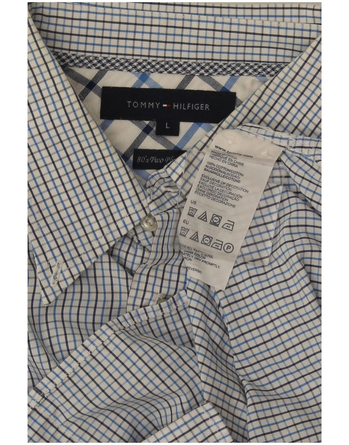 Tommy Hilfiger Herreskjorte Stor blå ternet bomuld