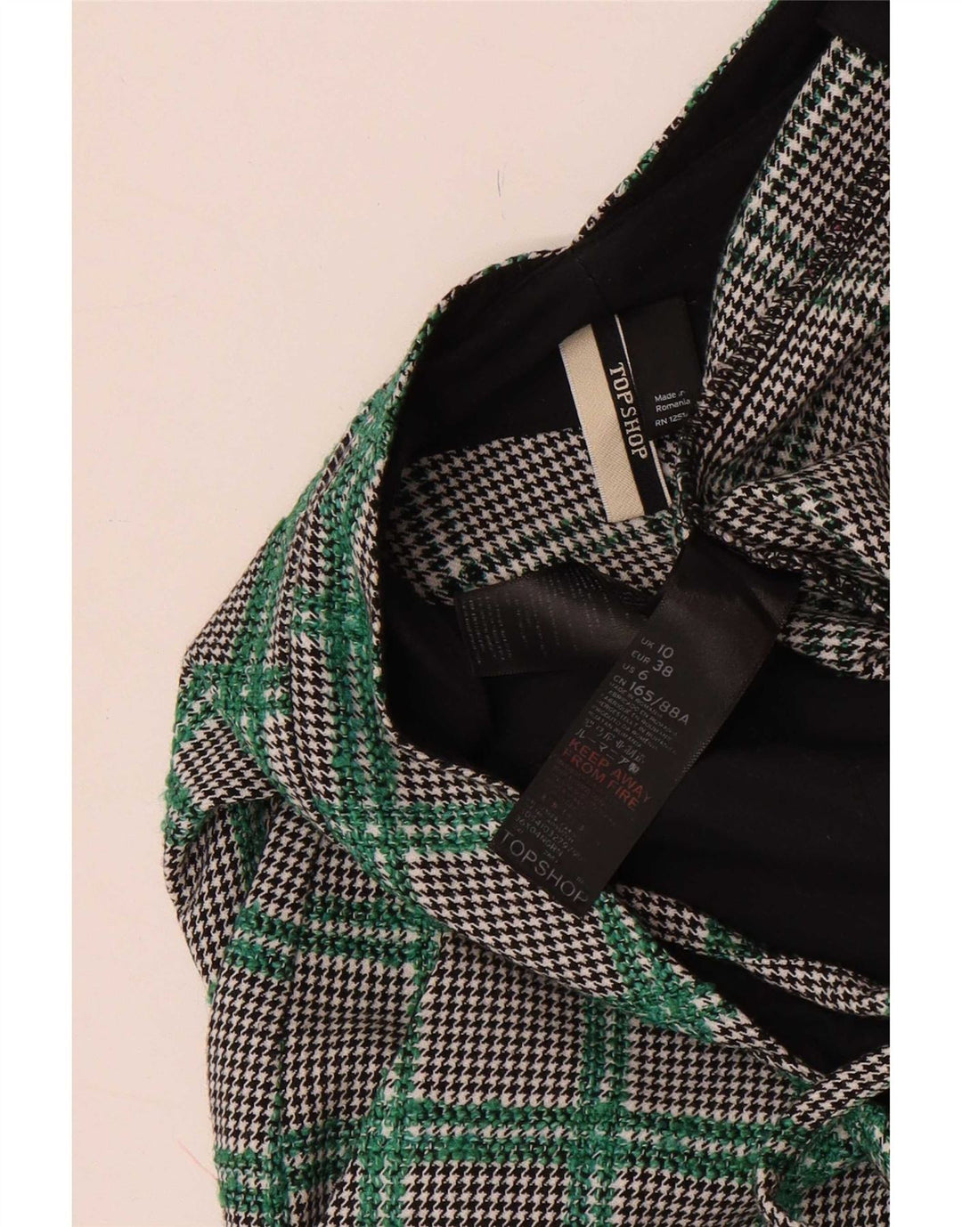 Topshop Dame Ærmeløs Jumpsuit UK 10 Small Multicolor Houndstooth