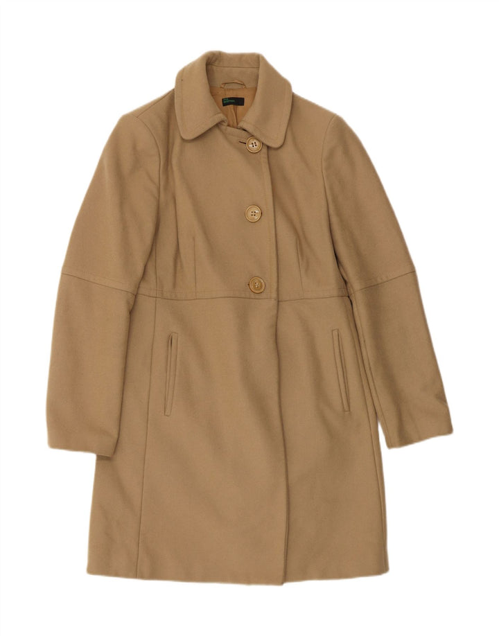 BENETTON Womens Overcoat IT 46 Large Beige Wool Vintage Benetton and Second-Hand Benetton from Messina Hembry 