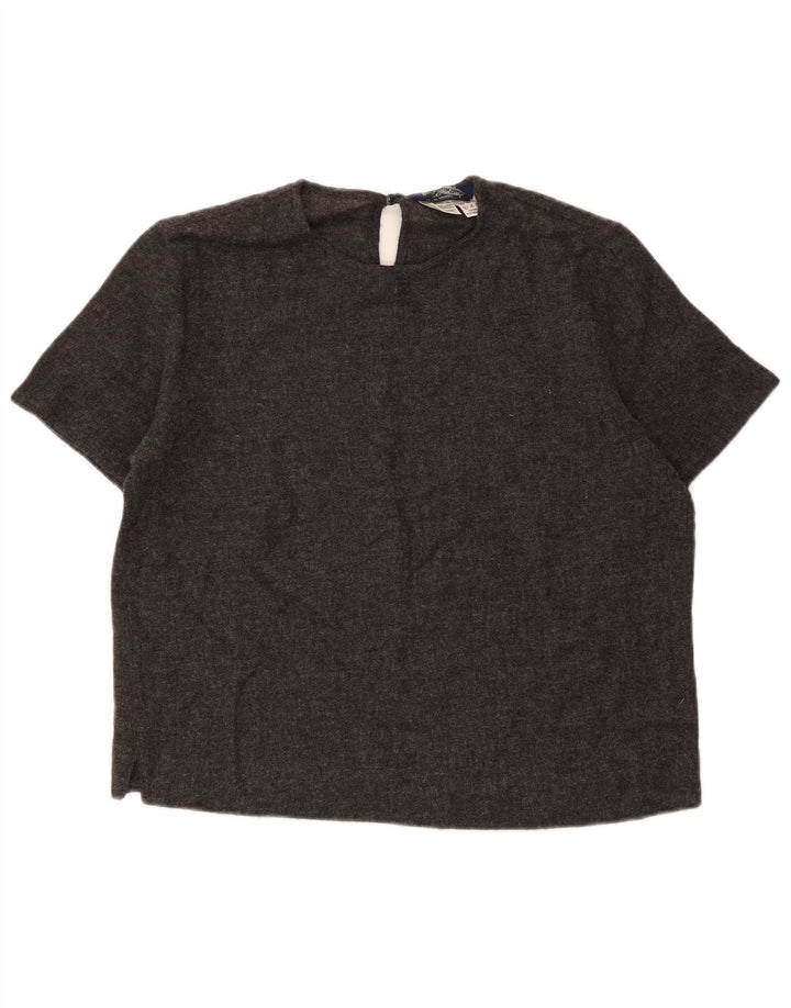 Max Mara Dame Weekend Bluse Top UK 16 Large Grey Virgin Wool