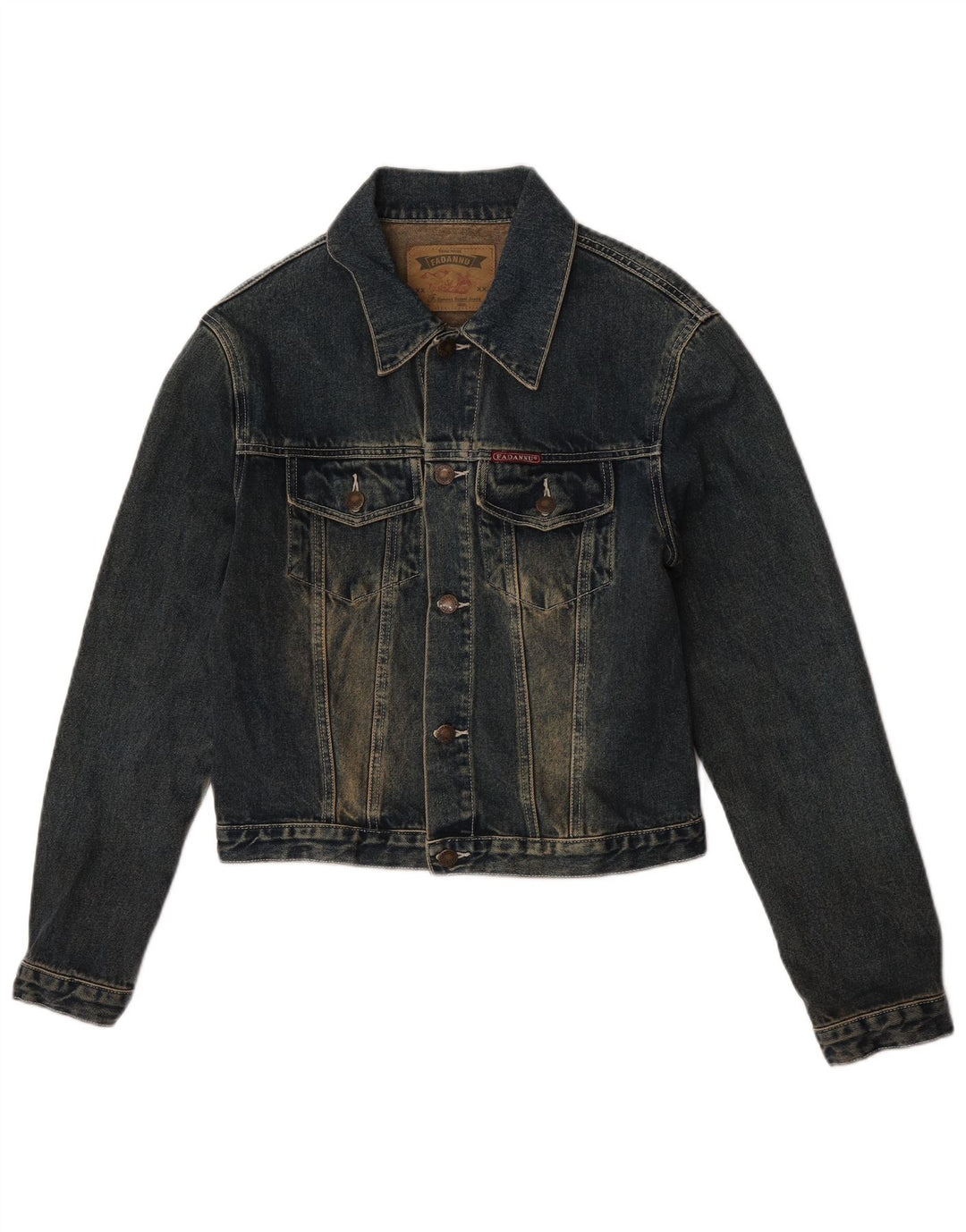 Vintage Dame denimjakke UK 14 Medium Navy Blue Bomuld