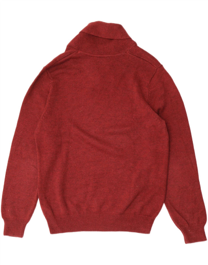 Marks & Spencer Herre Blue Harbor Shawl Neck Jumper Sweater Large Red