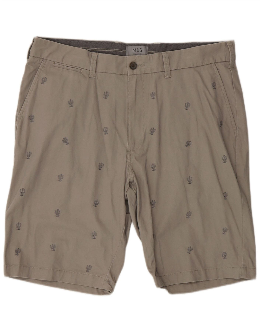 MARKS & SPENCER Chino-shorts til mænd W36, stor grå plettet bomuld