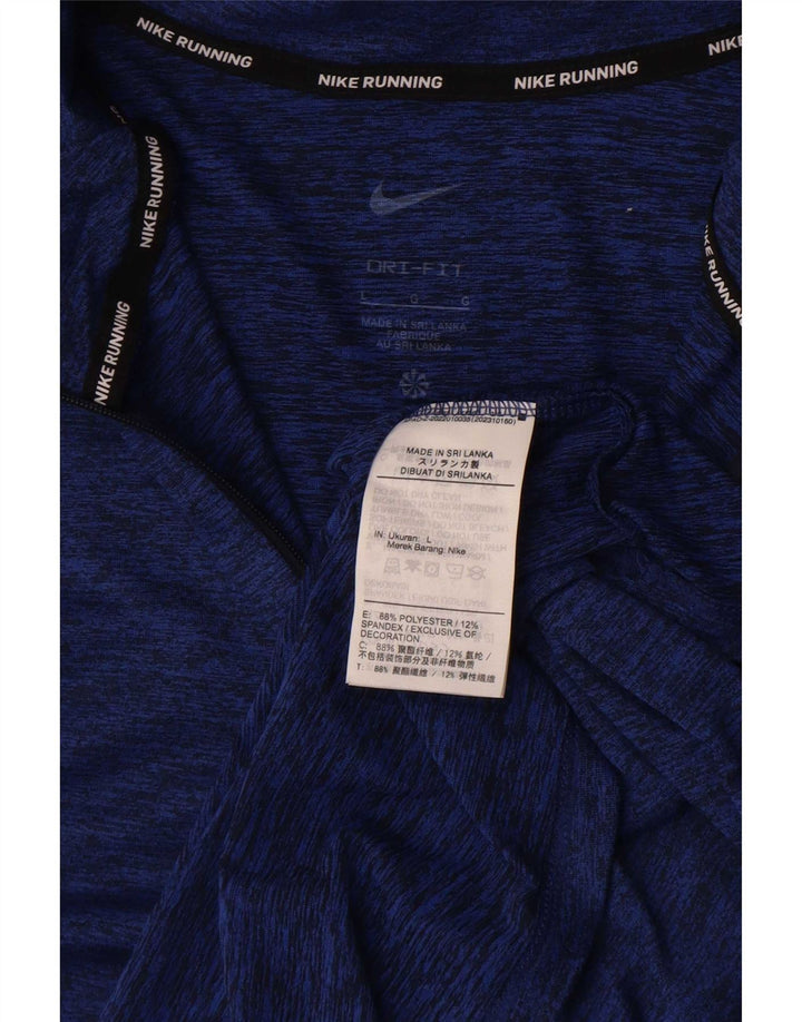 Nike Herre Dri Fit Pullover med lynlås-hals Træningsdragt Top Stor Blå Flecked