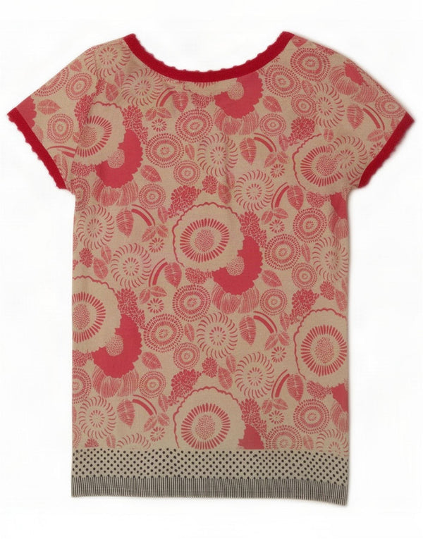 White Stuff Womens Kortærmet Cardigan Top UK 8 Small Pink Floral Cotton