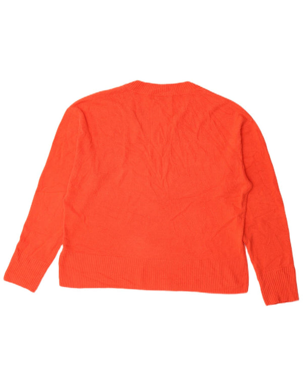 Marks & Spencer Dame V-hals Jumper Sweater UK 16 Stor Rød Akryl