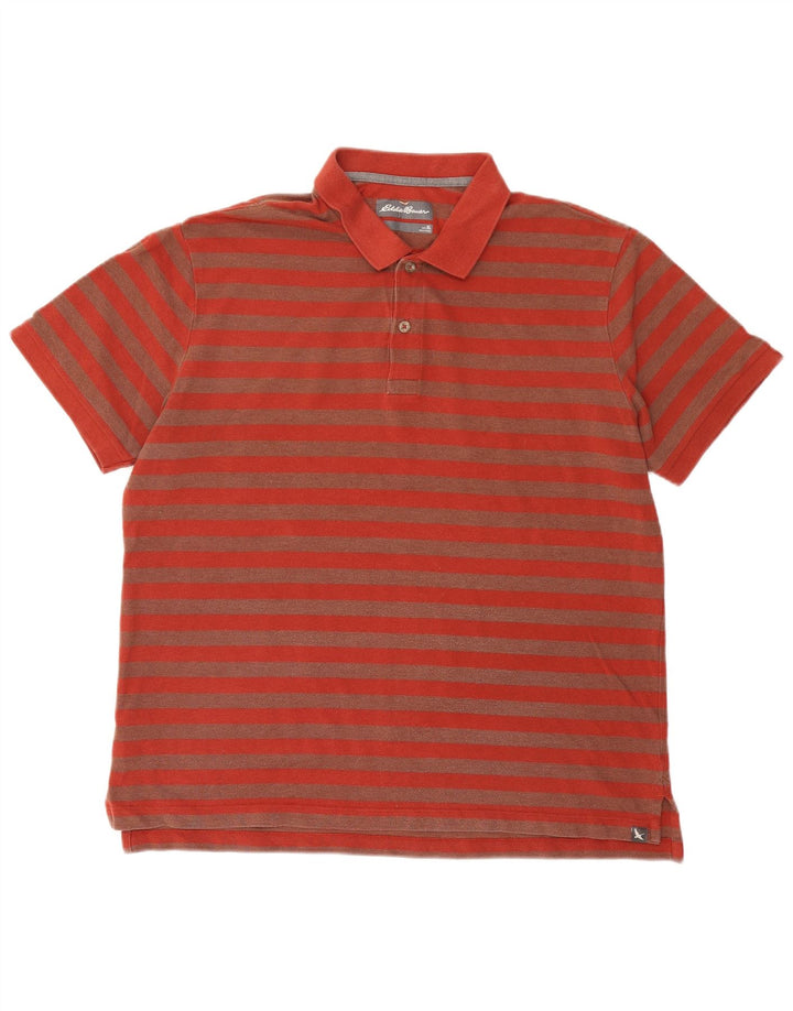 Eddie Bauer herre poloshirt XL rødstribet bomuld