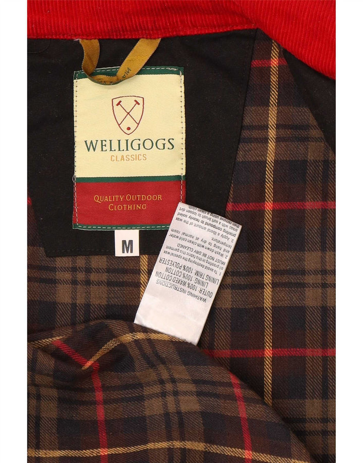 Welligogs Dame Hooded Waxed Parka Jacket UK 14 Medium Black Colourblock