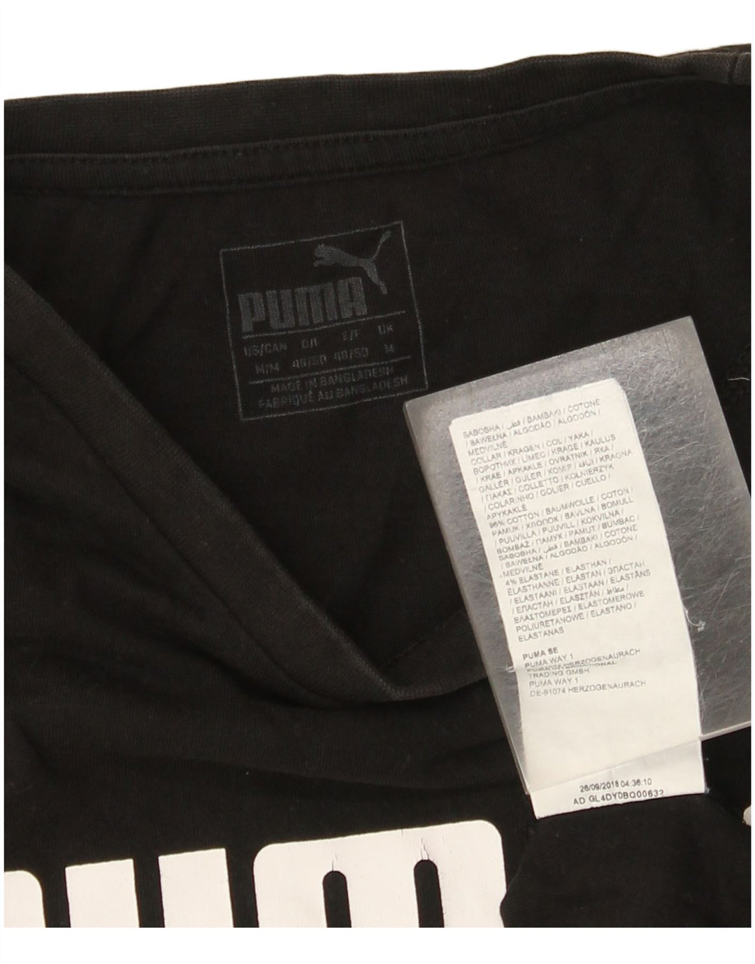 Puma Herre Grafisk T-Shirt Top Medium Sort Bomuld