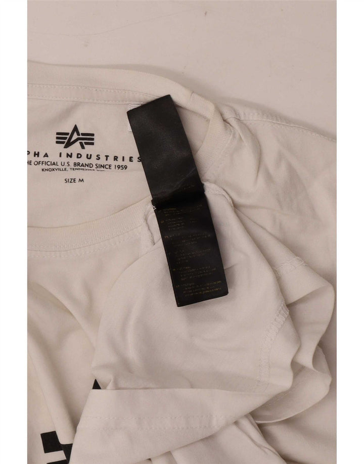 Alpha Industries Herre grafisk T-shirt Top Medium Hvid Bomuld