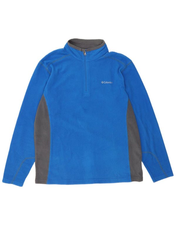 Columbia herre lynlås hals fleece jumper stor blå farveblok polyester
