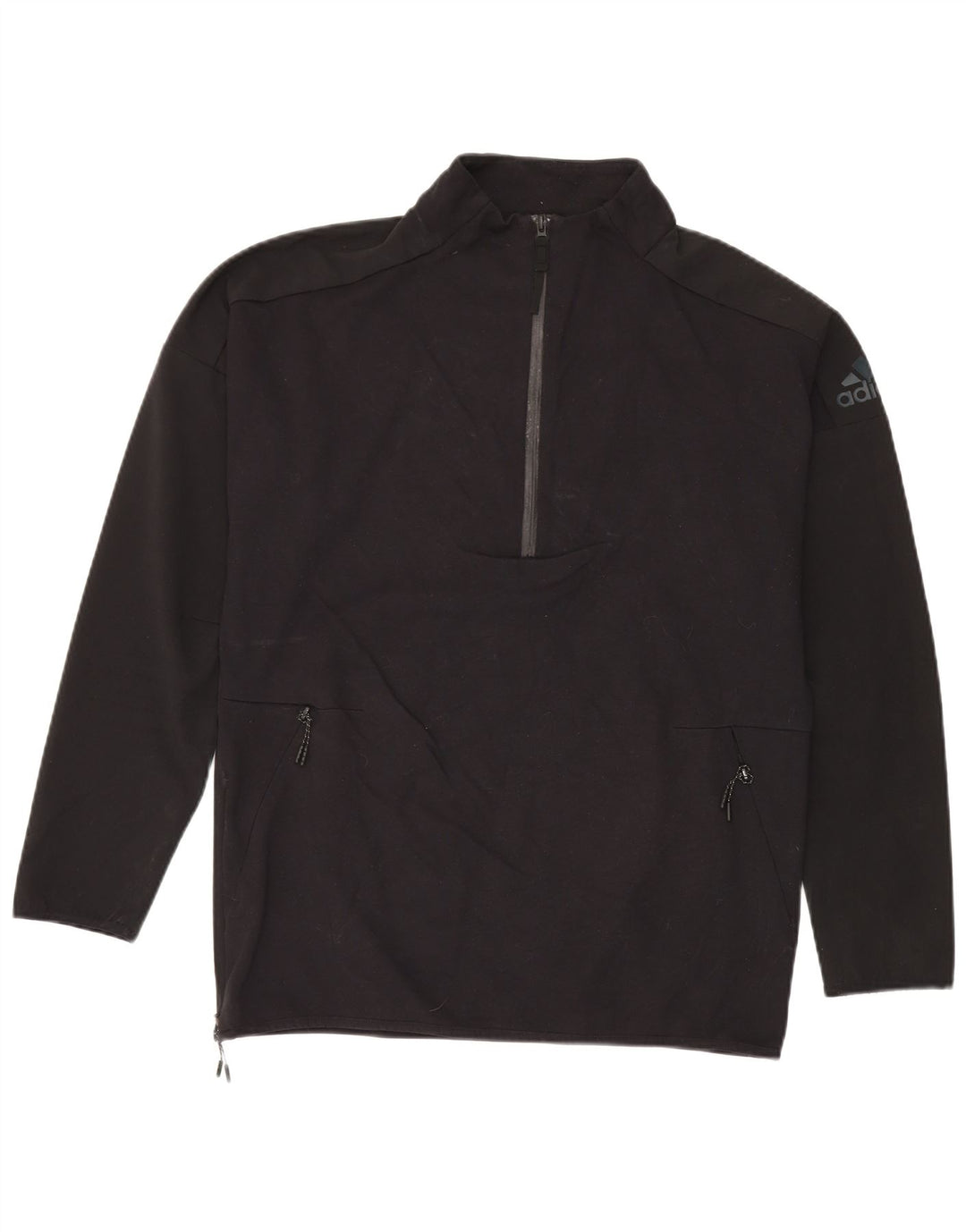 Adidas Herre Zip Neck Pullover Træningsdragt Top Stor Sort Polyester