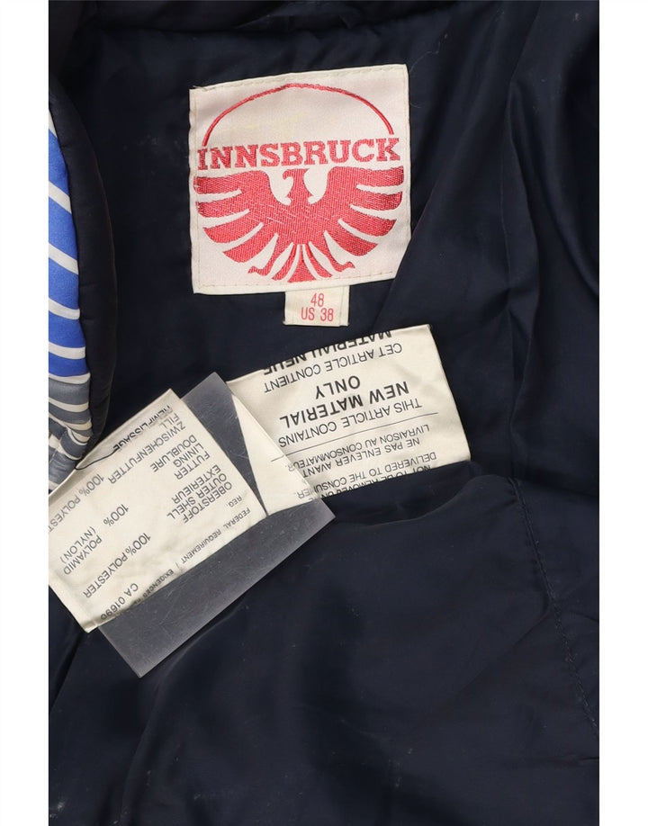 INNSBRUCK Mens Padded Jacket IT 48 Medium Blue Striped Polyester Vintage Innsbruck and Second-Hand Innsbruck from Messina Hembry 