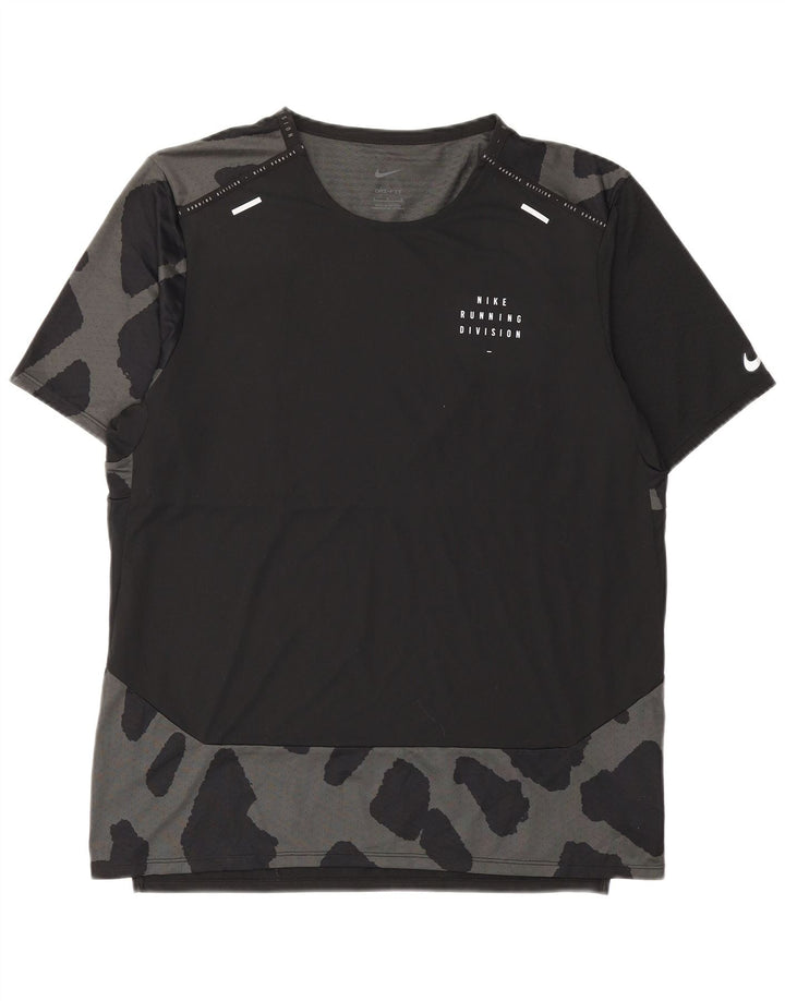 Nike Herre Dri Fit T-Shirt Top Stor Sort Camouflage Polyester